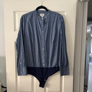 J Crew Denim Chambray Button Up Shirt Bodysuit